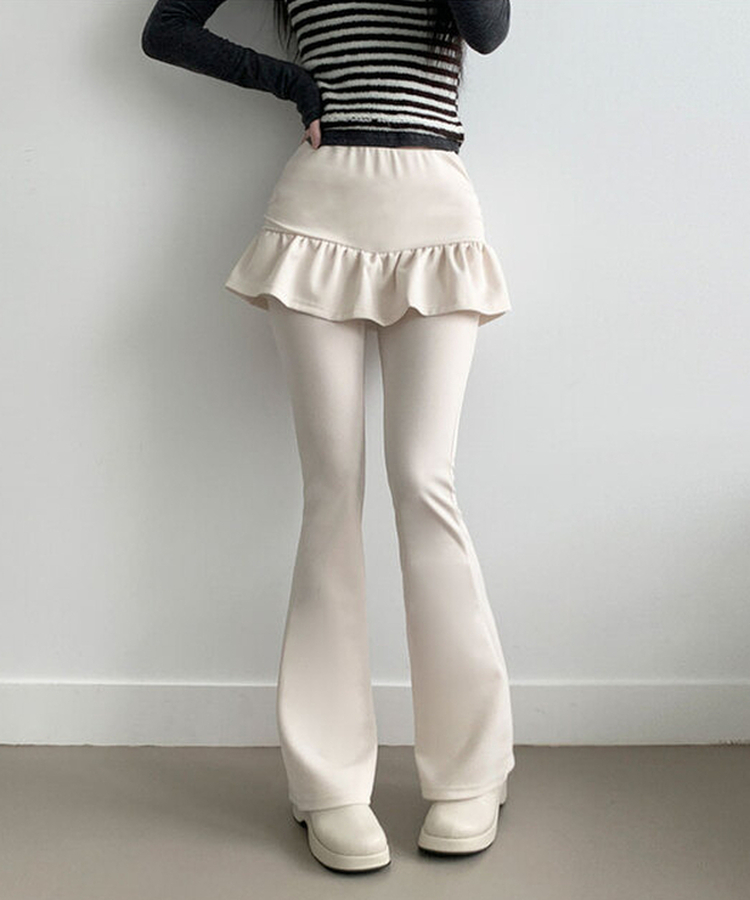 フリルAラインブーツカットスカートパンツ CREAM