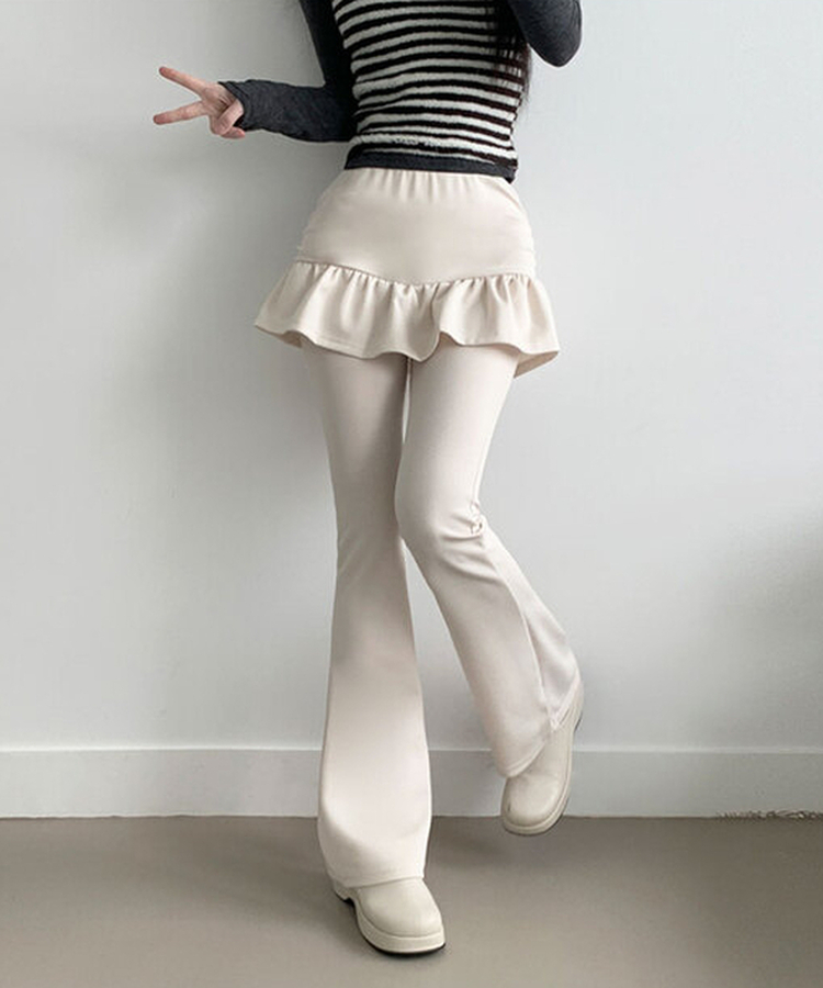 フリルAラインブーツカットスカートパンツ CREAM