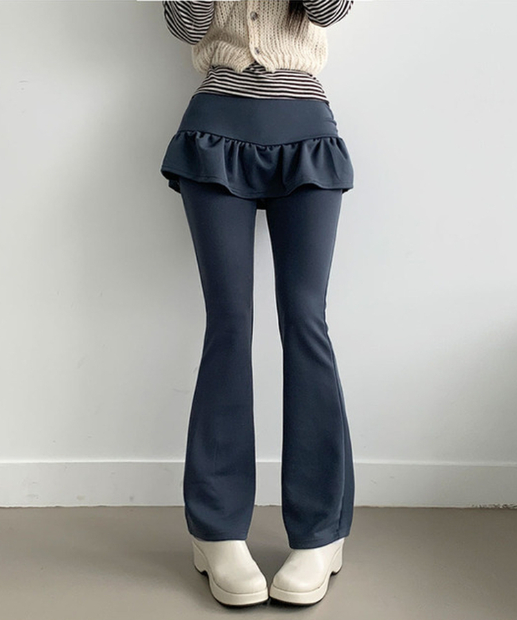 フリルAラインブーツカットスカートパンツ CHARCOAL