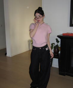 キラアンゴラカラー半袖ニット PINK