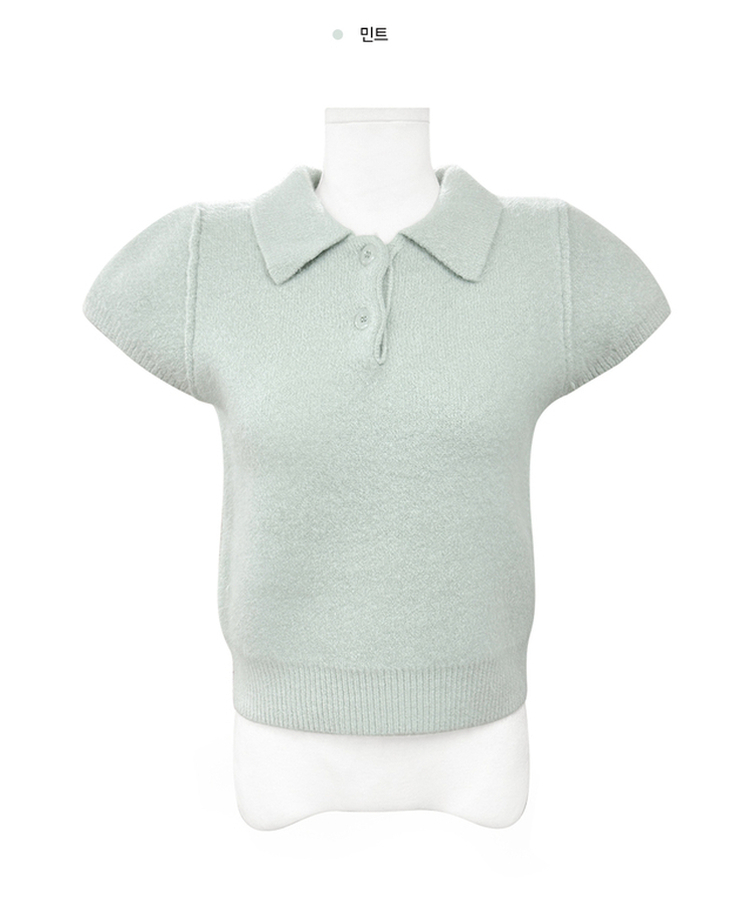 キラアンゴラカラー半袖ニット