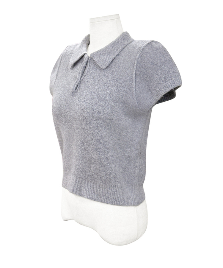 キラアンゴラカラー半袖ニット