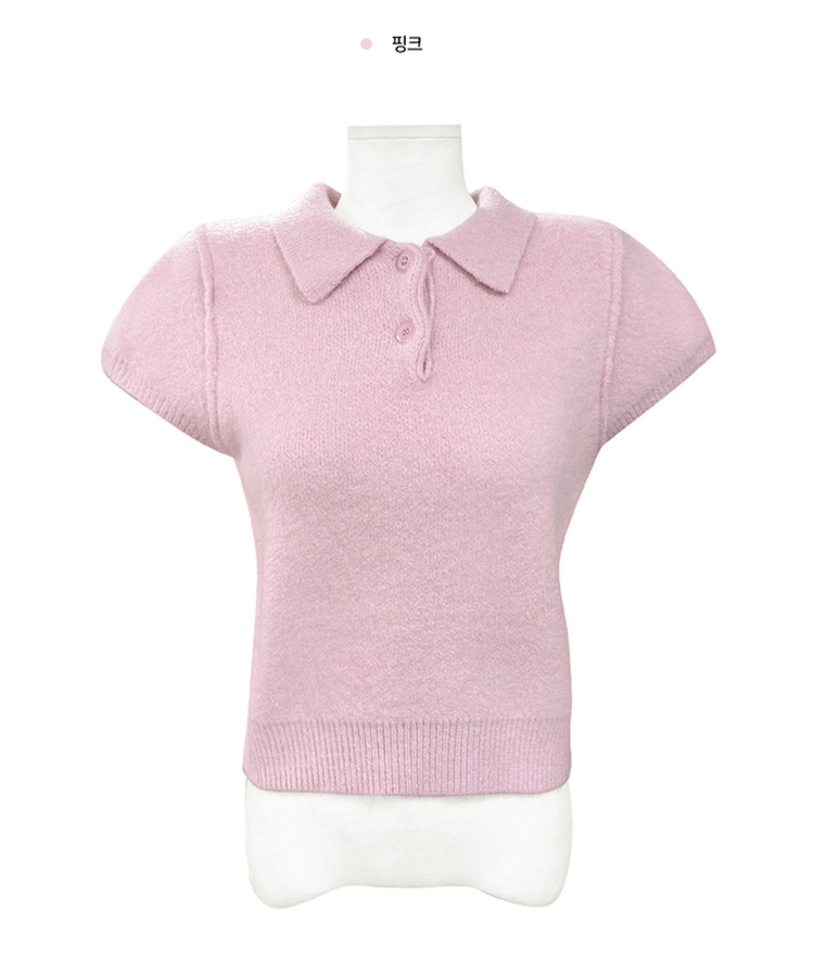 キラアンゴラカラー半袖ニット