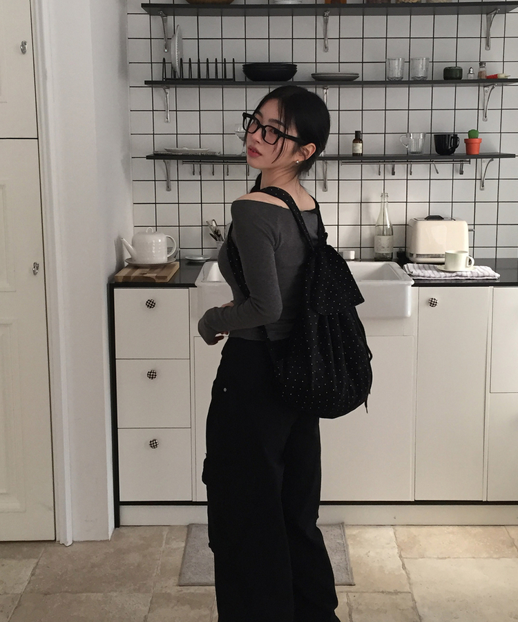 アンバランスバイカラーオフTシャツ CHARCOAL