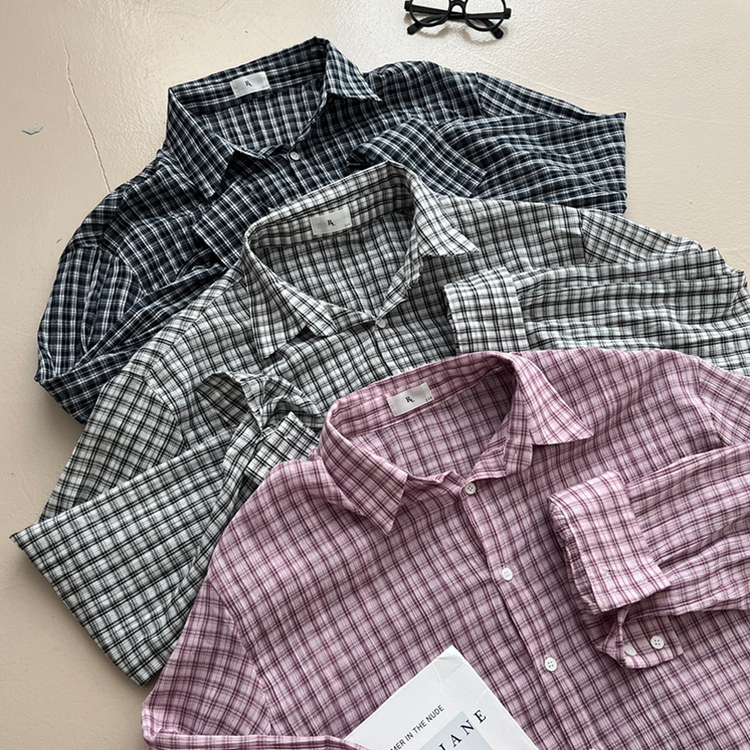 바바 루즈핏 체크 셔츠