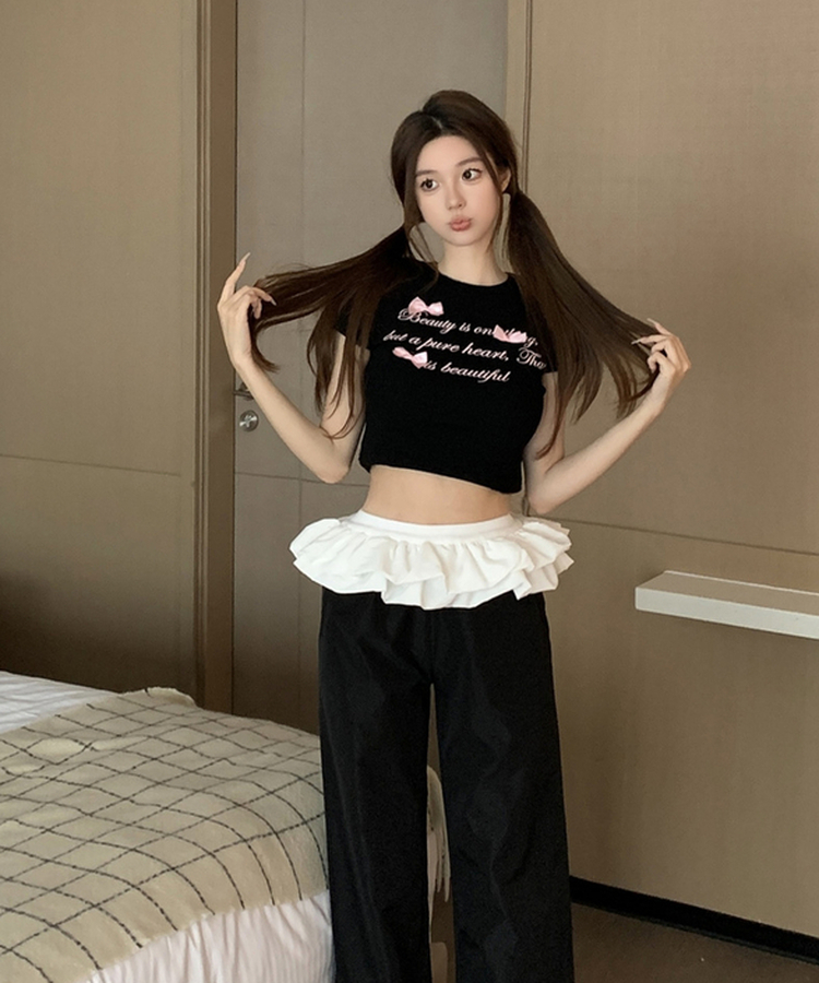 リボンシャイン半袖Tシャツ BLACK