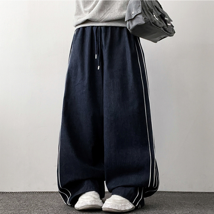 ストライプラインバンディングデニムパンツ｜ワイド｜韓国ファッション