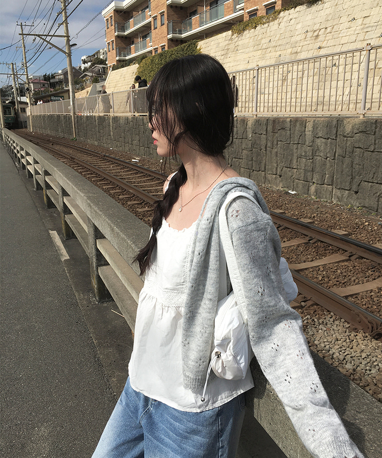 ビンテージスクエアレースキャミソール IVORY