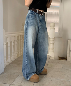 デニム 【丈別】スナップウォッシングデニムパンツ LIGHT DENIM
