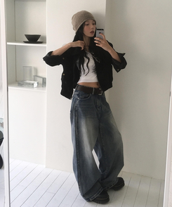デニム 【丈別】スナップウォッシングデニムパンツ VINTAGE BLUE