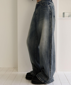 デニム 【丈別】スナップウォッシングデニムパンツ VINTAGE BLUE