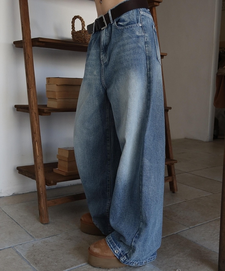 【丈別】スナップウォッシングデニムパンツ LIGHT DENIM