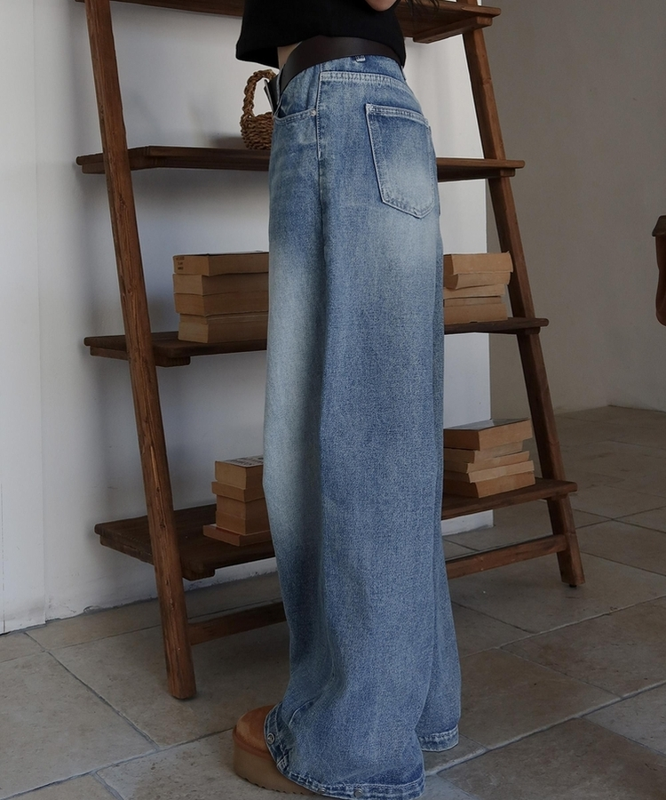 【丈別】スナップウォッシングデニムパンツ LIGHT DENIM