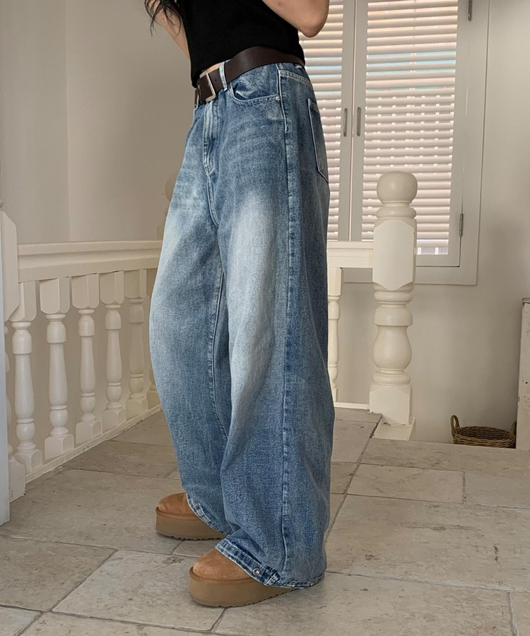 【丈別】スナップウォッシングデニムパンツ LIGHT DENIM