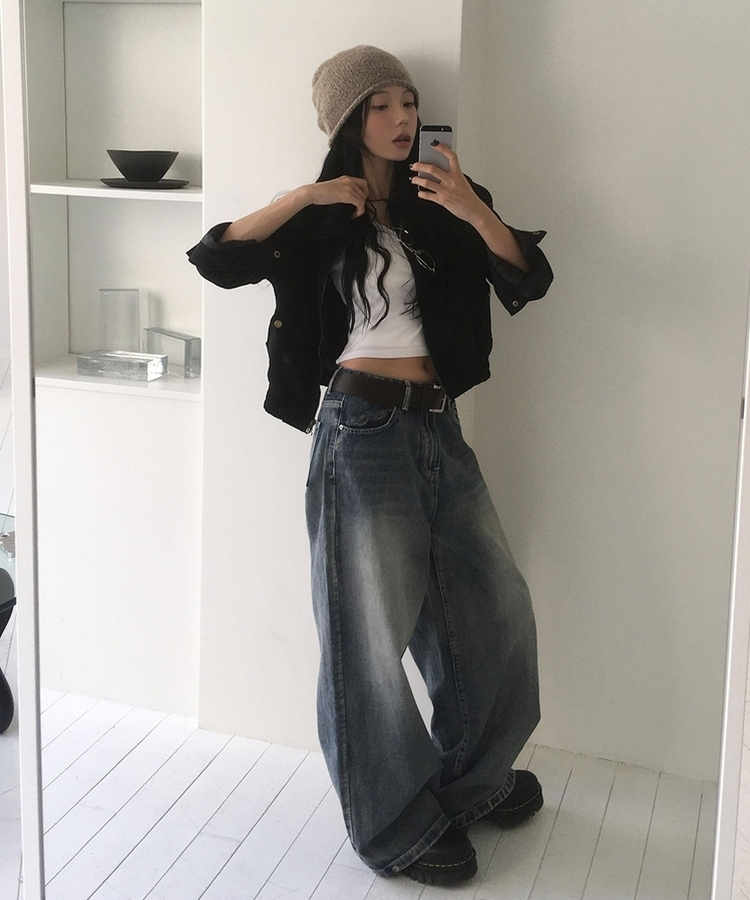 【丈別】スナップウォッシングデニムパンツ VINTAGE BLUE