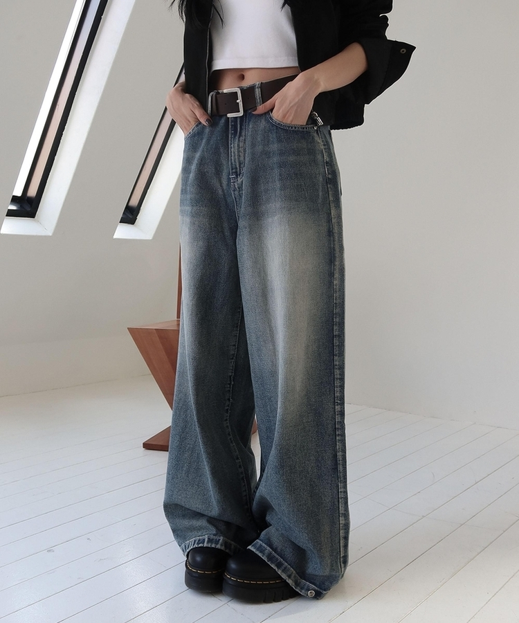 【丈別】スナップウォッシングデニムパンツ VINTAGE BLUE