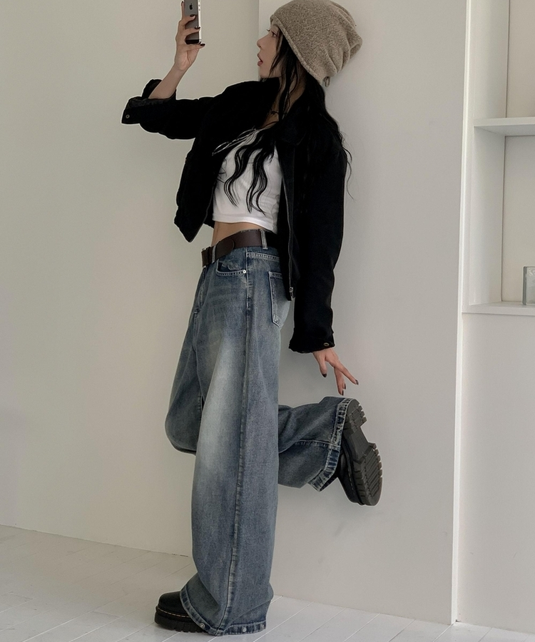 【丈別】スナップウォッシングデニムパンツ VINTAGE BLUE