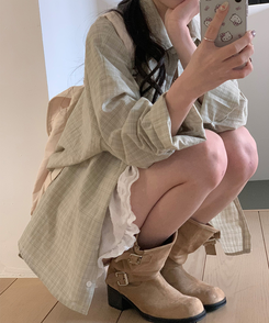 チェックシャツ MUTE KHAKI