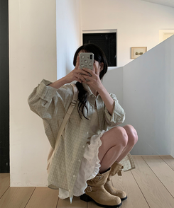 チェックシャツ MUTE KHAKI