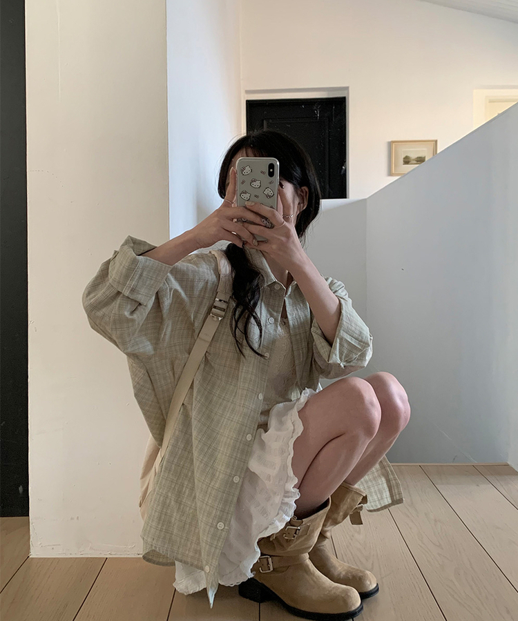 チェックシャツ MUTE KHAKI