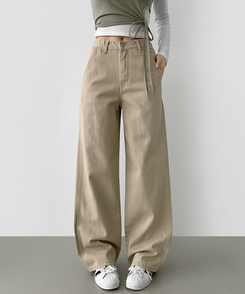 コットンパンツ 【丈別】コットンワイドパンツ BEIGE