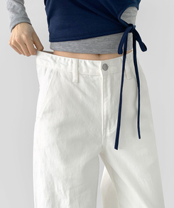 コットンパンツ 【丈別】コットンワイドパンツ WHITE