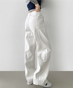 コットンパンツ 【丈別】コットンワイドパンツ WHITE