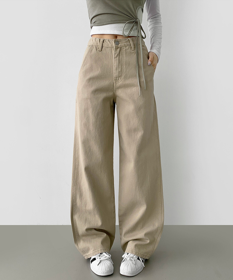 【丈別】コットンワイドパンツ BEIGE