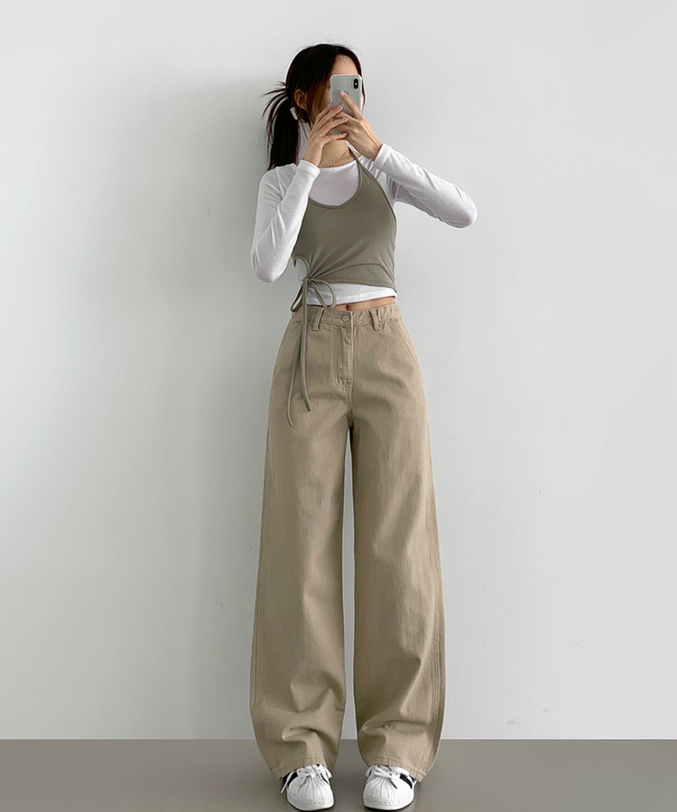 【丈別】コットンワイドパンツ BEIGE