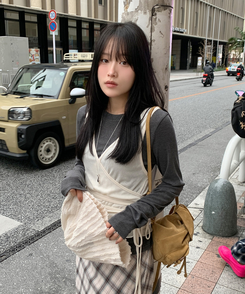 長袖Tシャツ 【SET】長袖Tシャツ ラップビスチェ CHARCOAL