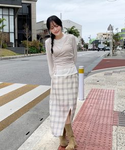 長袖Tシャツ 【SET】長袖Tシャツ ラップビスチェ IVORY