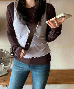 長袖Tシャツ 【SET】長袖Tシャツ ラップビスチェ BROWN