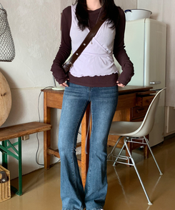 長袖Tシャツ 【SET】長袖Tシャツ ラップビスチェ BROWN