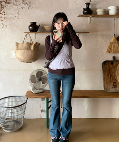 長袖Tシャツ 【SET】長袖Tシャツ ラップビスチェ BROWN
