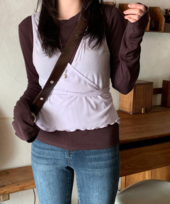 長袖Tシャツ 【SET】長袖Tシャツ ラップビスチェ BROWN