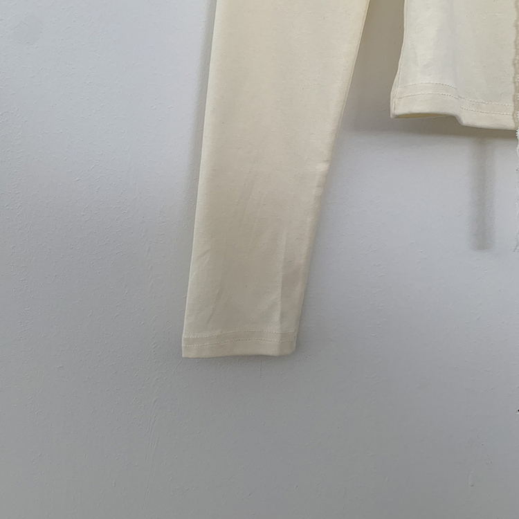 【タイ付き】レースフリルクロップ長袖Tシャツ