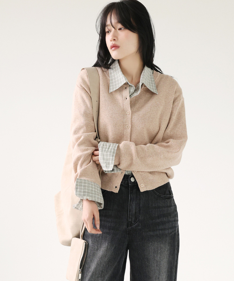シャツ ルーズフィットチェックシャツ GREY