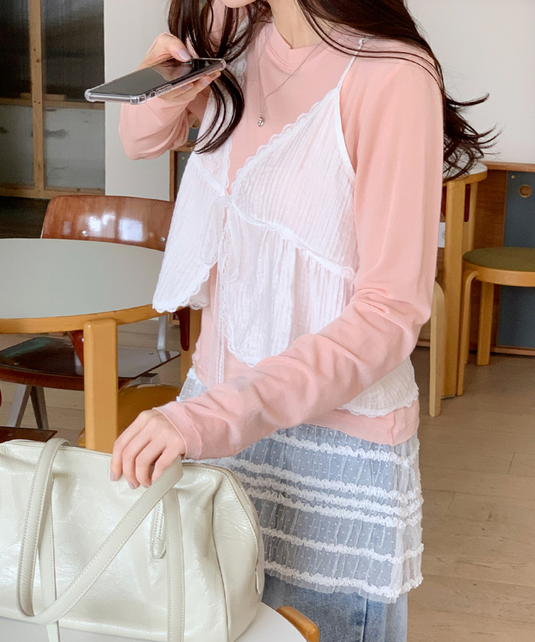テンセルレイヤードTシャツ(10color) PINK