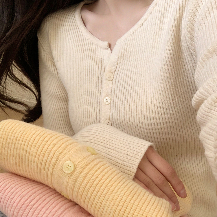(色味が綺麗♥/季節の変わり目ニットカーディガン/洗練度UP) ベンヌ スタンダードセミクロップリブベーシックカーディガン BEIGE