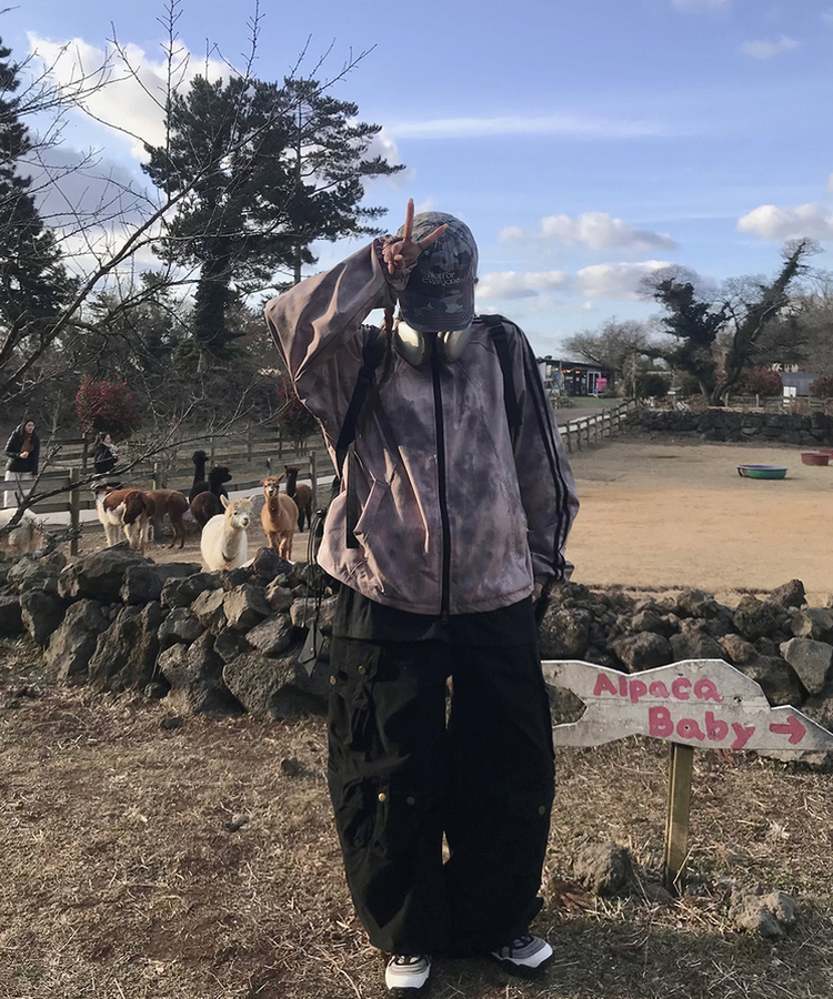 グリットワイドカーゴパンツ BLACK