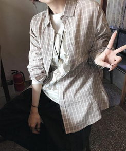 シャツ オーバーフィットチェックシャツ BEIGE