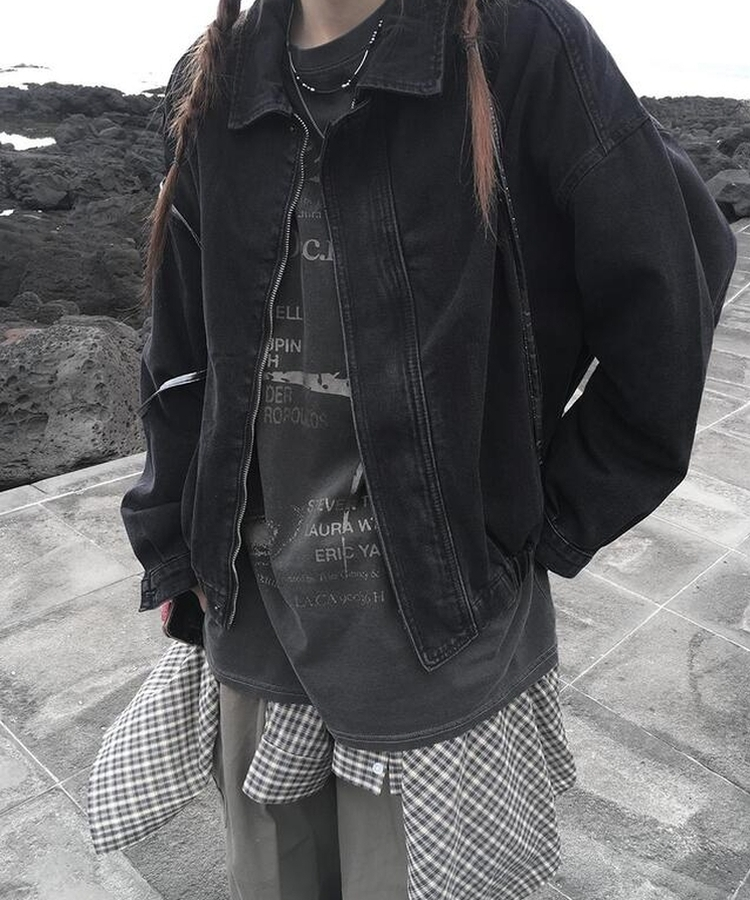 オーバーフィットチェックシャツ CHARCOAL