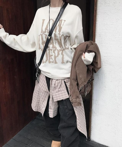 ニット レタリングルーズニット CREAM