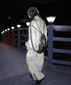 ジャンパー ストリングトラックラインジップアップ MELANGE WHITE
