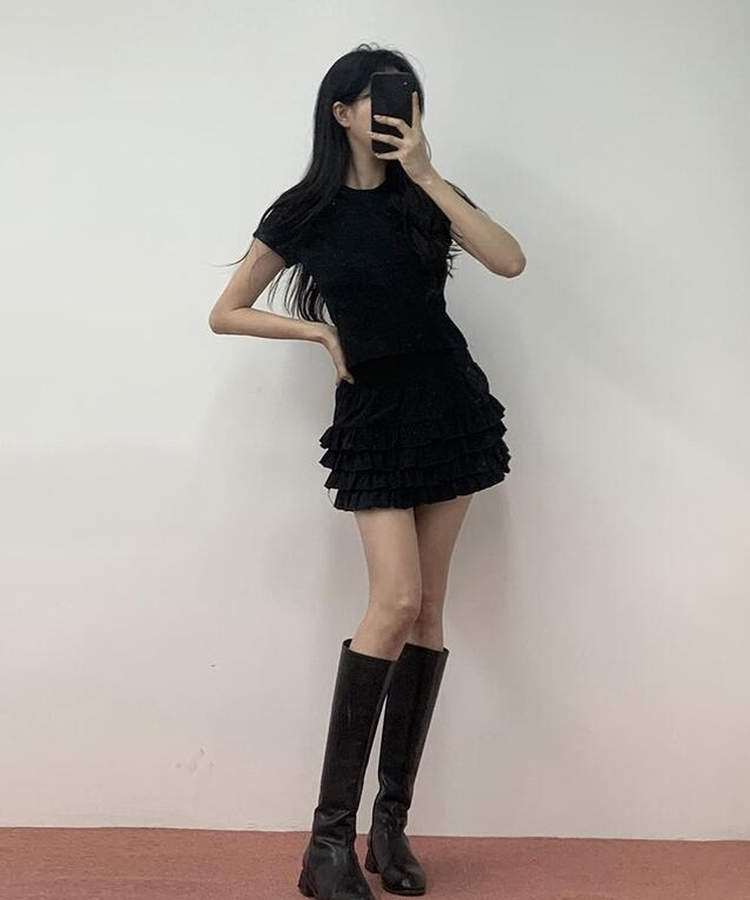 ティアードミニスカート BLACK