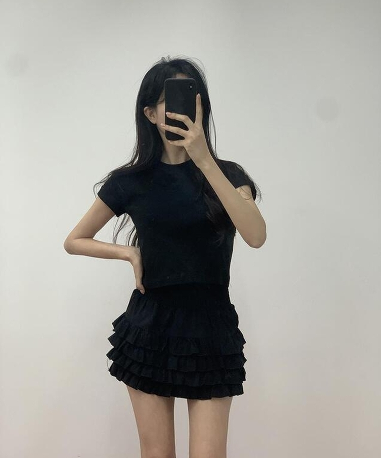 ティアードミニスカート BLACK