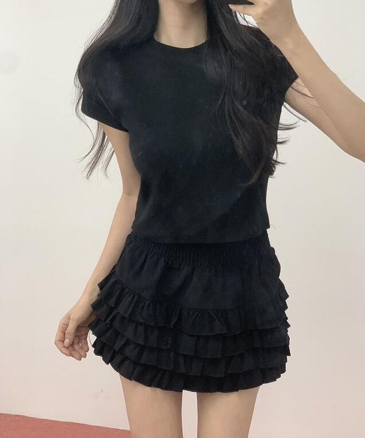 ティアードミニスカート BLACK
