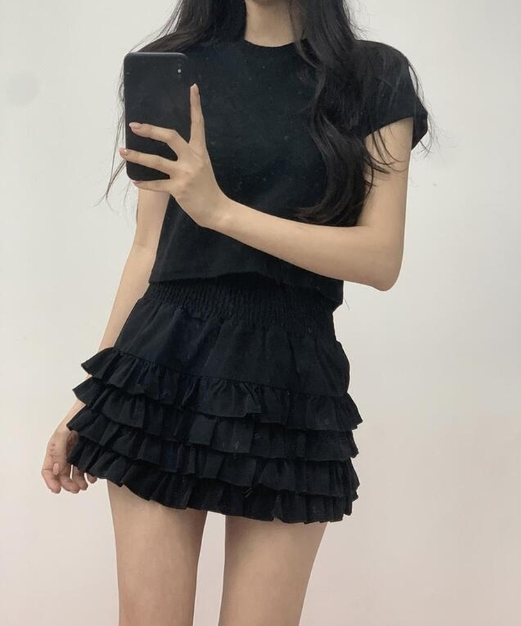 ティアードミニスカート BLACK