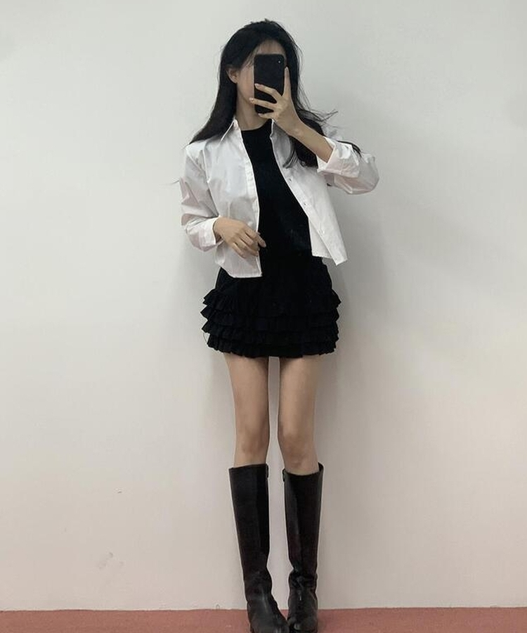 ティアードミニスカート BLACK