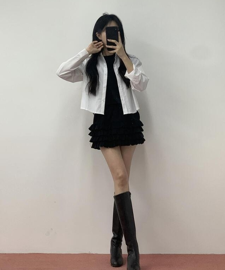 ティアードミニスカート BLACK